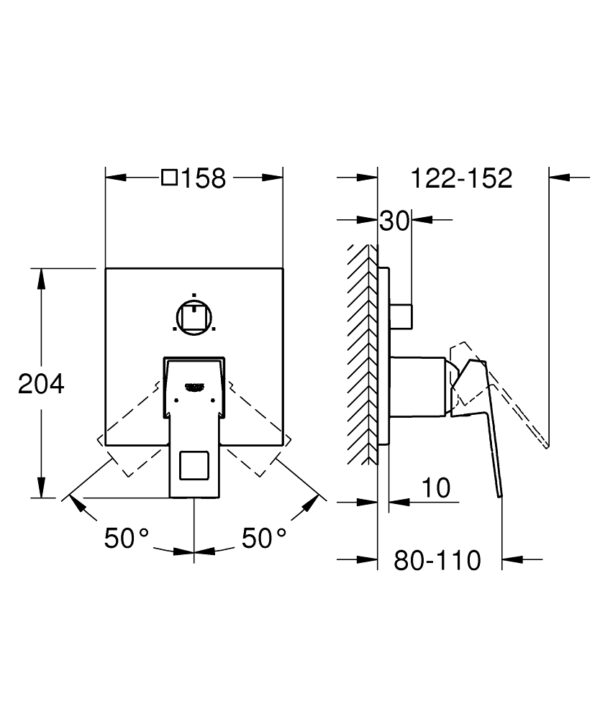GROHE Eurocube 24094000 | Concealed Bath Mixer - Image 4