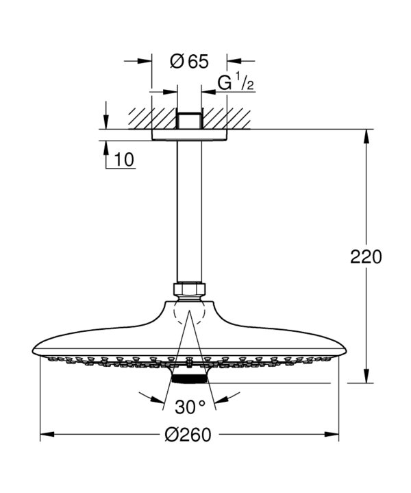 GROHE Euphoria260 26461000 | Rain Shower with Arm - Image 2